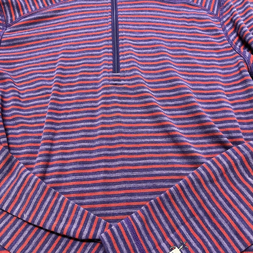 Smartwool Quarter Zip Striped Base Layer Mountain Purple Moab - Picture 5 of 12